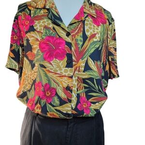 Requirements Tropical Leaf Print Shirt